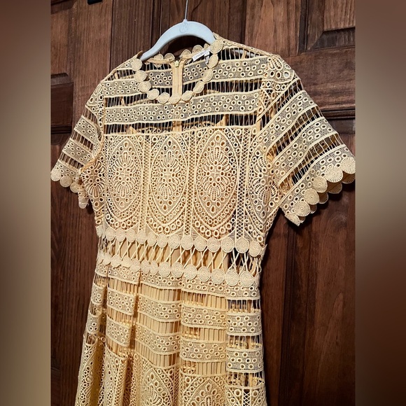Maje Roseray Yellow Lace Midi Dress Size 2 - Picture 8 of 11